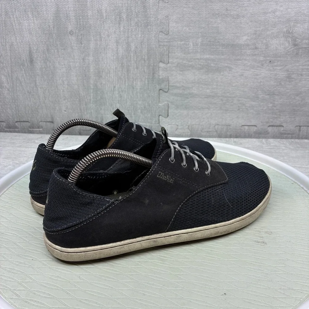 OluKai Nohea Moku Shoes Mens 9 Black Mesh Casual Boat Shoes 10283-4040